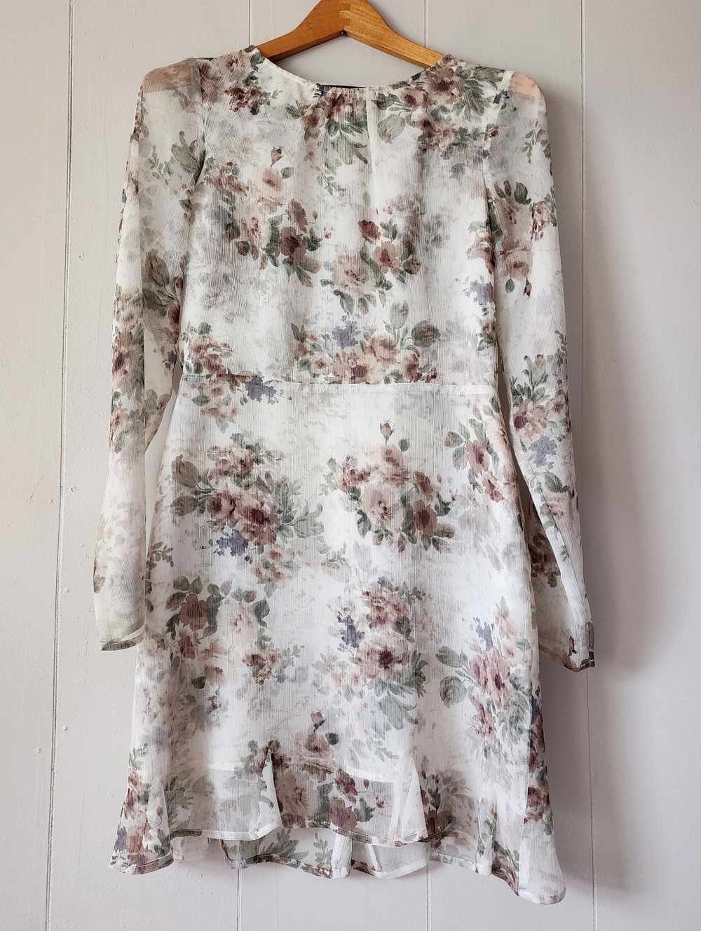 For Love & Lemons Floral Long Sleeve Mini Dress Size M Romantic Cottagecore